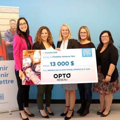Opto-Réseau fière de remettre un don de 13 000 $ à la Fondation Jeunes en Tête