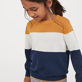Chandail à rayures jaune, blanc et marine enfant H&M